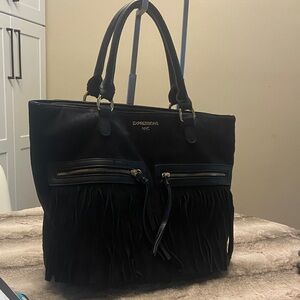 Expressions NYC Black Fringe Tote